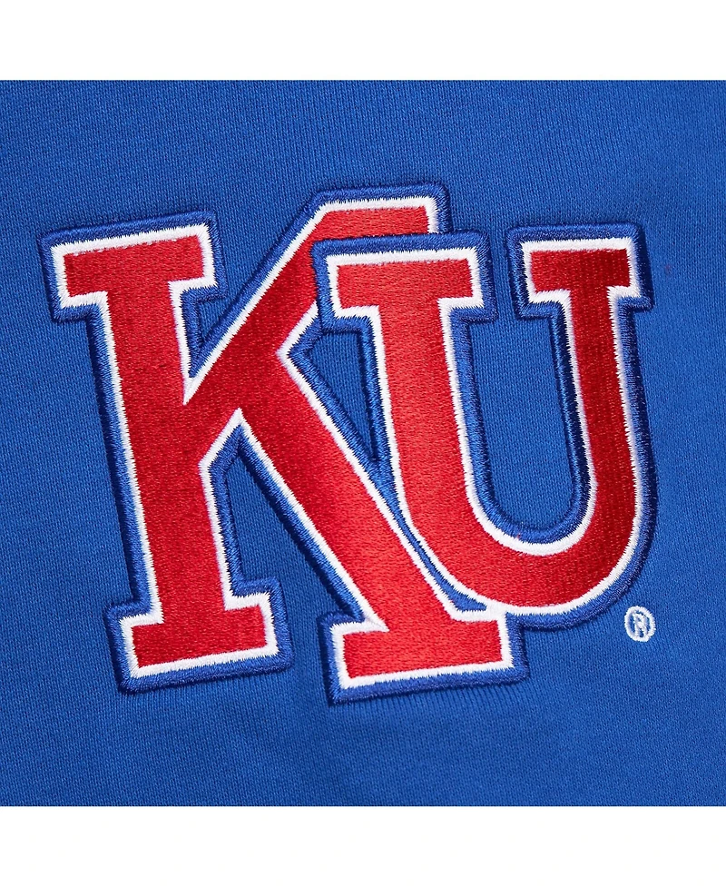 Mitchell & Ness Men's Royal Kansas Jayhawks Chain stich Fleece Pullover Hoodie