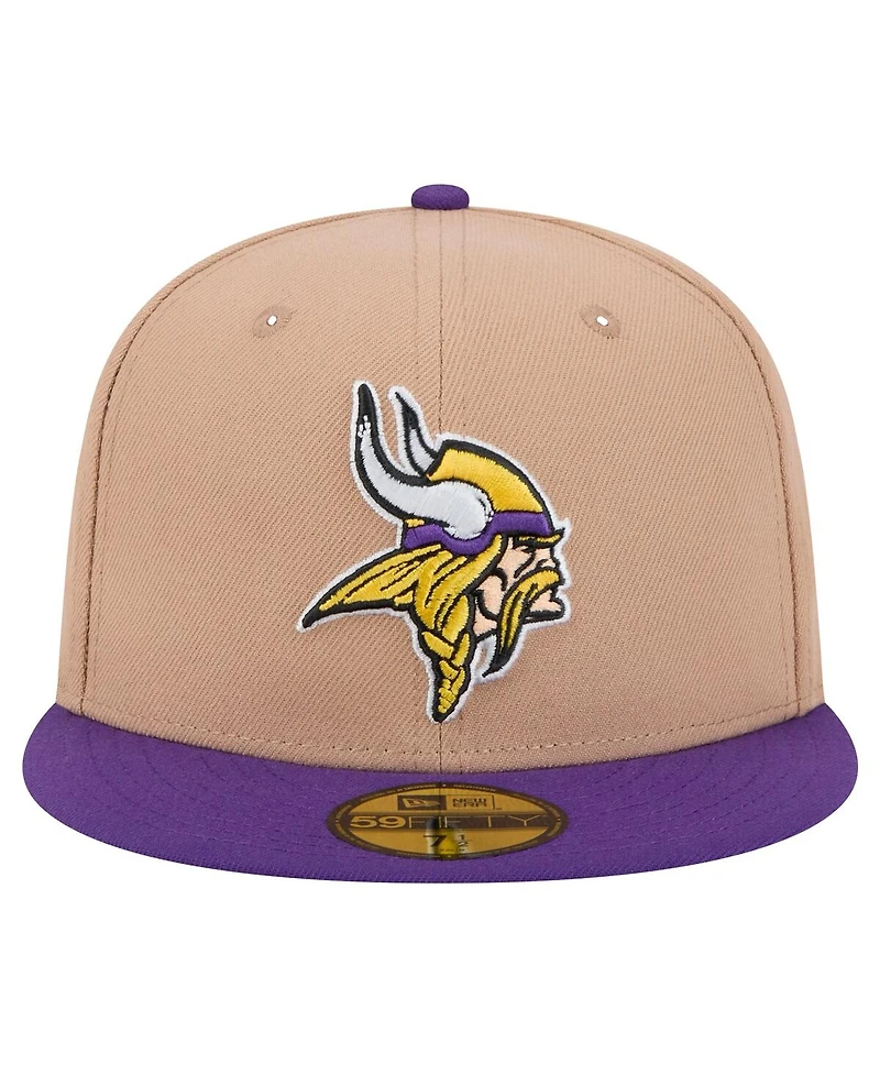 New Era Men's Tan Minnesota Vikings Logo Main 59FIFTY Fitted Hat