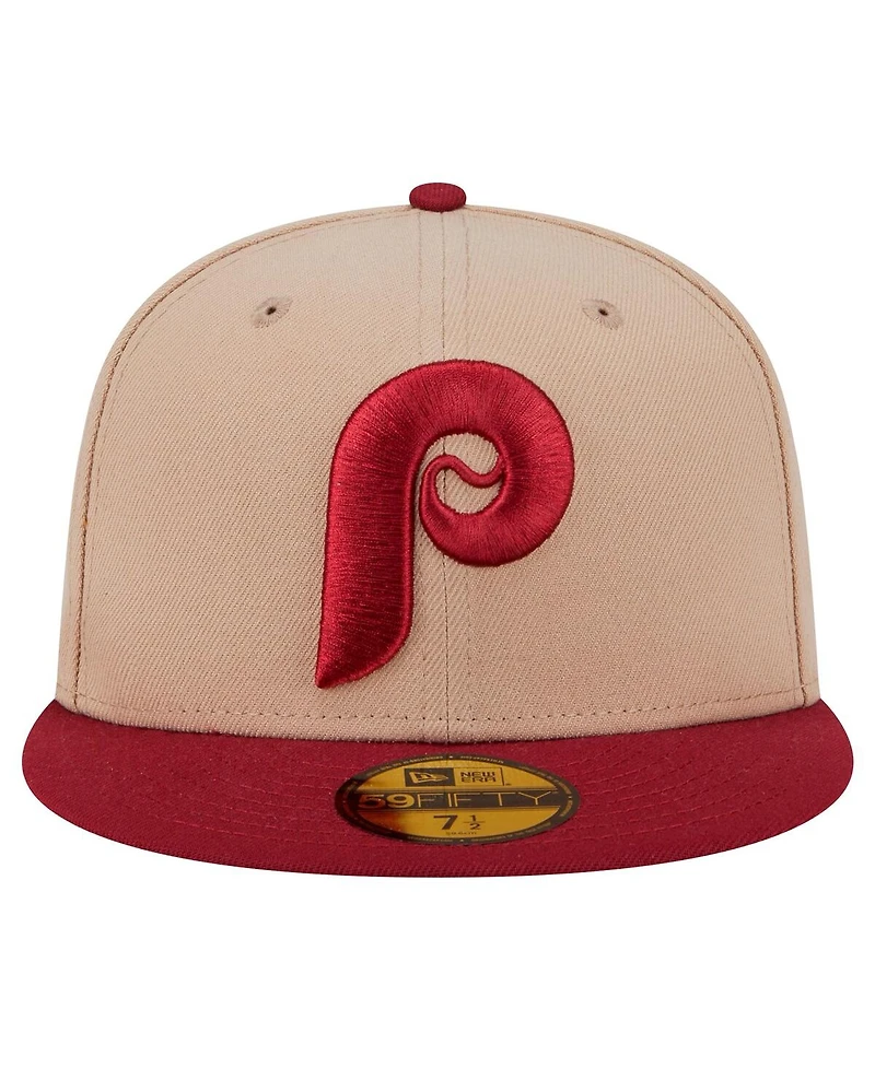 New Era Men's Khaki Philadelphia Phillies 59FIFTY Fitted Hat