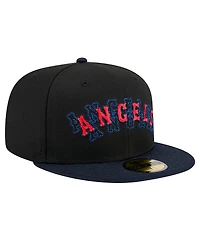 New Era Men's Black Los Angeles Angels Shadow Stitch 59FIFTY Fitted Hat