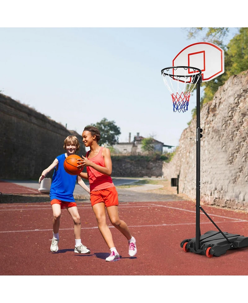 Gymax Basketball System Hoop Stand Backboard w/ Adjustable Height Wheels & 2 Nets