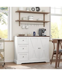 gaomon Farmhouse Kitchen Cabinet with 3 Drawers and 2 Doors