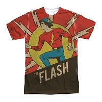 Dc Flash Mens Comics Vintage Comic (Front/Back Print) Short Sleeve Adult Poly Crew Tee / T-Shirt