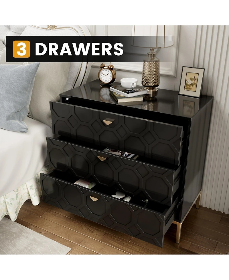 Boyel Living Wooden 3-Drawer Storage Cabinet Table