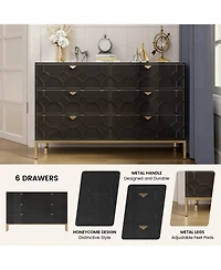 Wooden 6-Drawer Storage Cabinet Table