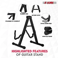 5 Core Guitar Stand A Frame Shape w Soft Foam Arm Non Slip Rubber for Acoustic Electric Bass - Gss Bpnk 1PC