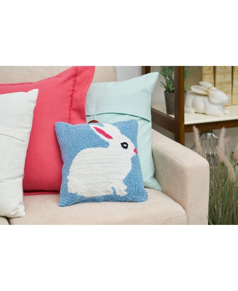 12" x 12" Easter Spring Themed Bunny Hooked Accent Throw Pillow