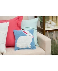 12" x 12" Easter Spring Themed Bunny Hooked Accent Throw Pillow