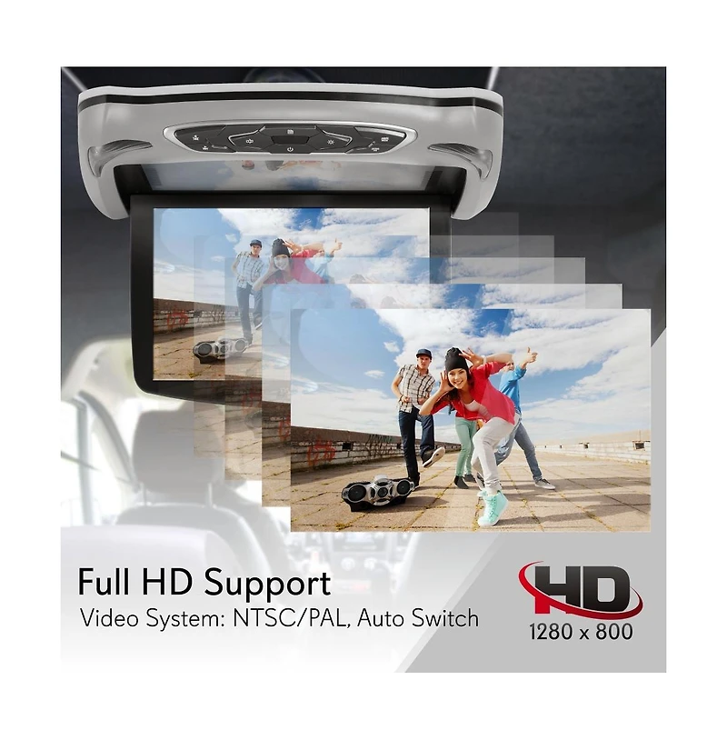 Pyle 13.3'' Car Overhead Monitor with Cd/Dvd Player, Usb, Sd, Fm Transmitter
