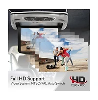 Pyle 13.3'' Car Overhead Monitor with Cd/Dvd Player, Usb, Sd, Fm Transmitter