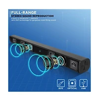 Pyle Wave Base Bluetooth Soundbar Speaker System With Remote, Aux, Optical Input