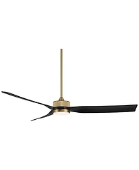 Casa Vieja 60" Montage Modern Indoor Outdoor Ceiling Fan 3 Blade Led Light Remote Control Soft Brass Finish Bedroom Damp Rated