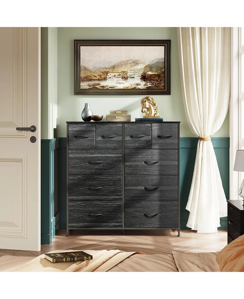 Wlive Fabric Dresser for Bedroom Storage Drawer UnitDresser with 10 Deep Drawers Office College Dorm
