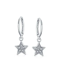 Bling Jewelry American Patriotic Dangle Chandelier Earrings with Cz Stars Sterling Silver
