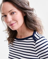 Style & Co Women's Printed Pima Cotton 3/4-Sleeve Top, Exclusively at Macy's