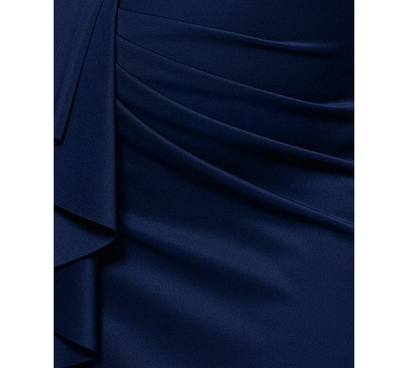 Xscape Plus Size Asymmetric Off-The-Shoulder Gown
