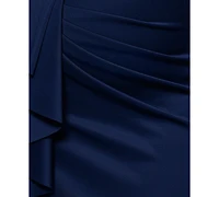 Xscape Plus Size Asymmetric Off-The-Shoulder Gown