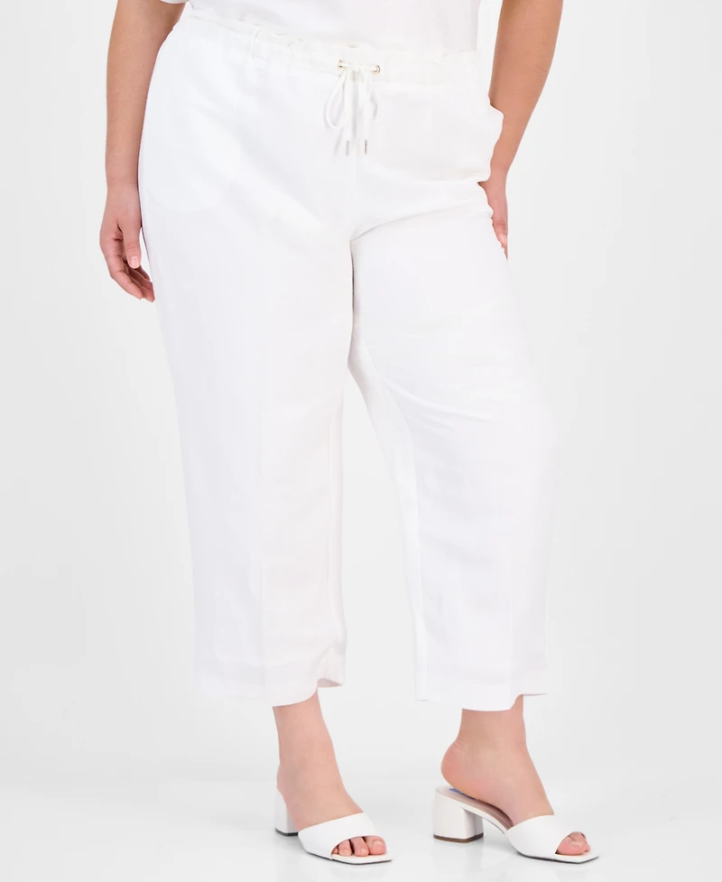 Anne Klein Plus Drawstring High-Rise Pants