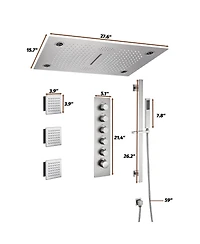 64 Color Luxury Led Shower System with Handheld Shower Shower Faucet Set with Side Body Sprayer Ceiling Rain Shower Head, Brushed Nickel