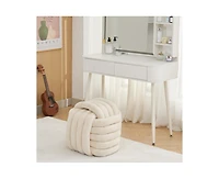 The Pop Home Chenille Fabric Modern Knot Design Ottoman, Comfortable Footstool for Living Room and Bedroom-The