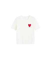 Chinti & Parker Women's Pure Merino Heart Breton Short Sleeve Sweater