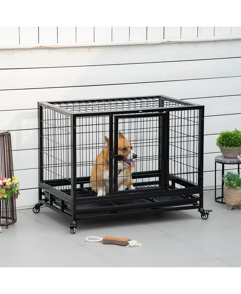 PawHut 36" Heavy Duty Dog Crate, Indestructible Dog Cage Kennel,