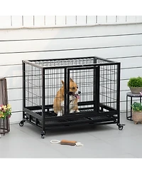 PawHut 36" Heavy Duty Dog Crate, Indestructible Dog Cage Kennel,