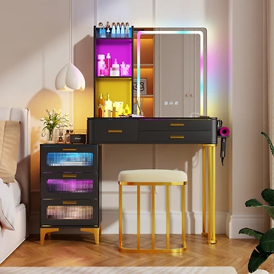 Vlsrka Vanity Makeup Desk with Mirror and Lights