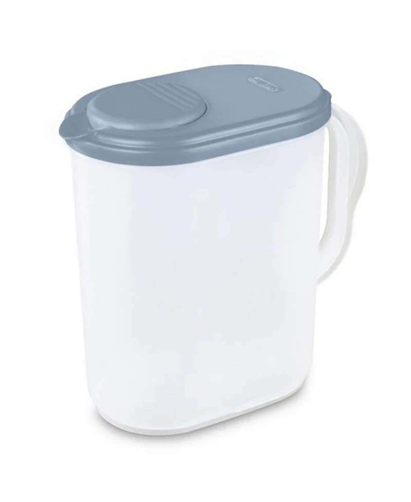 Sterilite Plastic Lidded Pitcher with Clear Base and Handle, Washed Blue, 6-Pack