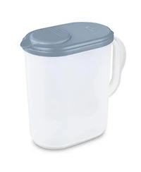 Sterilite Plastic Lidded Pitcher with Clear Base and Handle, Washed Blue, 6-Pack