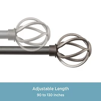 Kenney Cage 5/8-Inch Decorative Curtain Rod in Black and Pewter with Stylish Finials