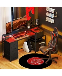 67" Computer Desk Home Office with File Cabinet Lights