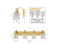 gaomon Modern Crystal Bathroom Vanity Lights Gold Bathroom Light Fixtures Crystal Vanity Shower Lights Over Mirror, Mirror Glass Crystal Bathroom Vani