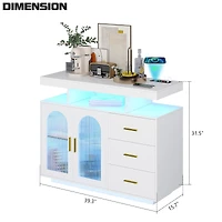 Vlsrka Wine Bar Storage Cabinet with Led Lights