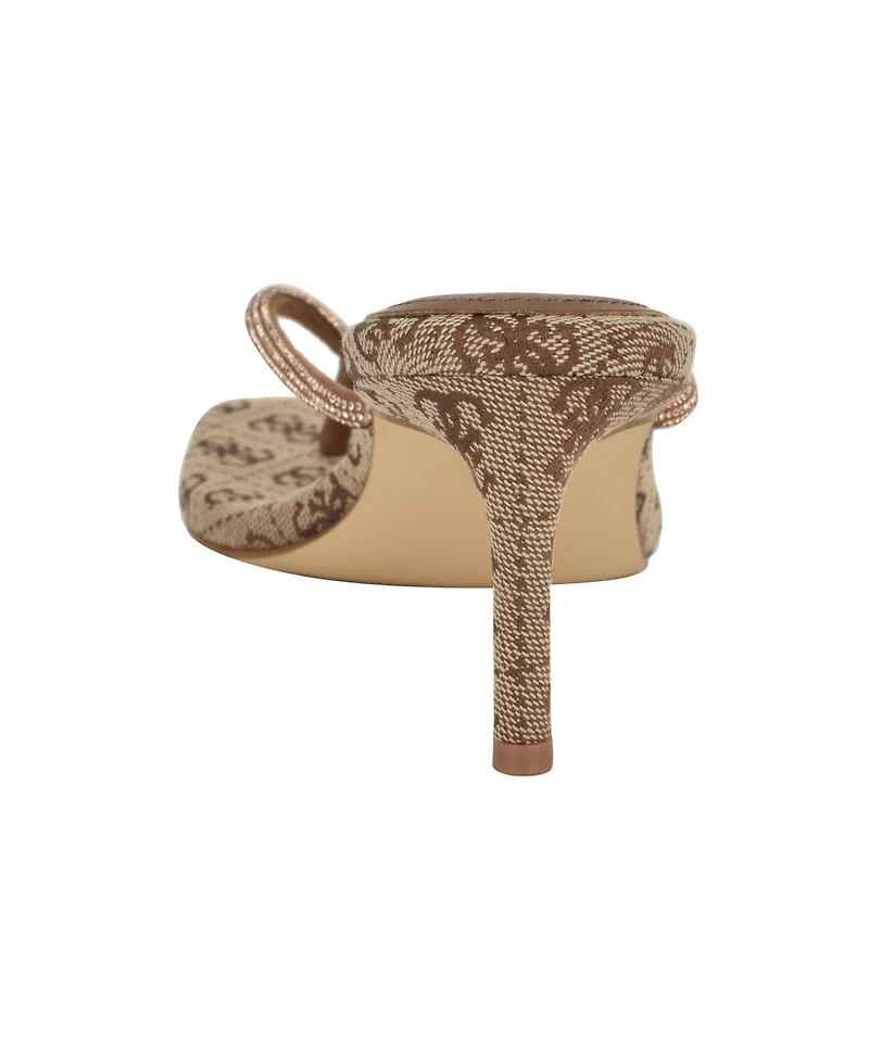 Guess Women's Mayan Rhinestone Thong Kitten Heel Sandals