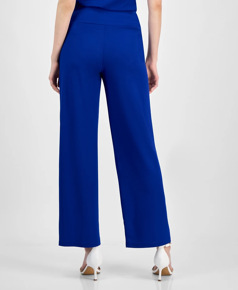 Anne Klein Petite Pull-On High-Rise Wide-Leg Pants