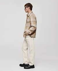 Mango Men's Slim-Fit Checked Flannel Wool-Blend Overshirt