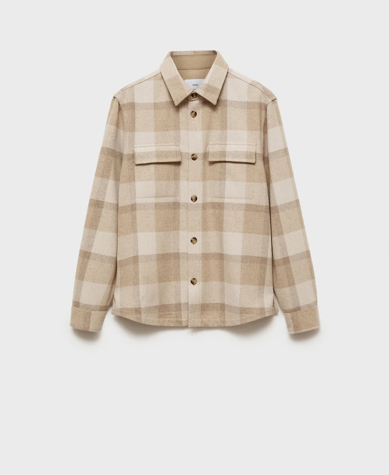 Mango Men's Slim-Fit Checked Flannel Wool-Blend Overshirt