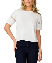 Melissa Paige Women's Lace-Inset Short-Sleeve Sweater