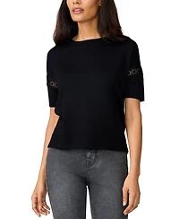 Melissa Paige Women's Lace-Inset Short-Sleeve Sweater