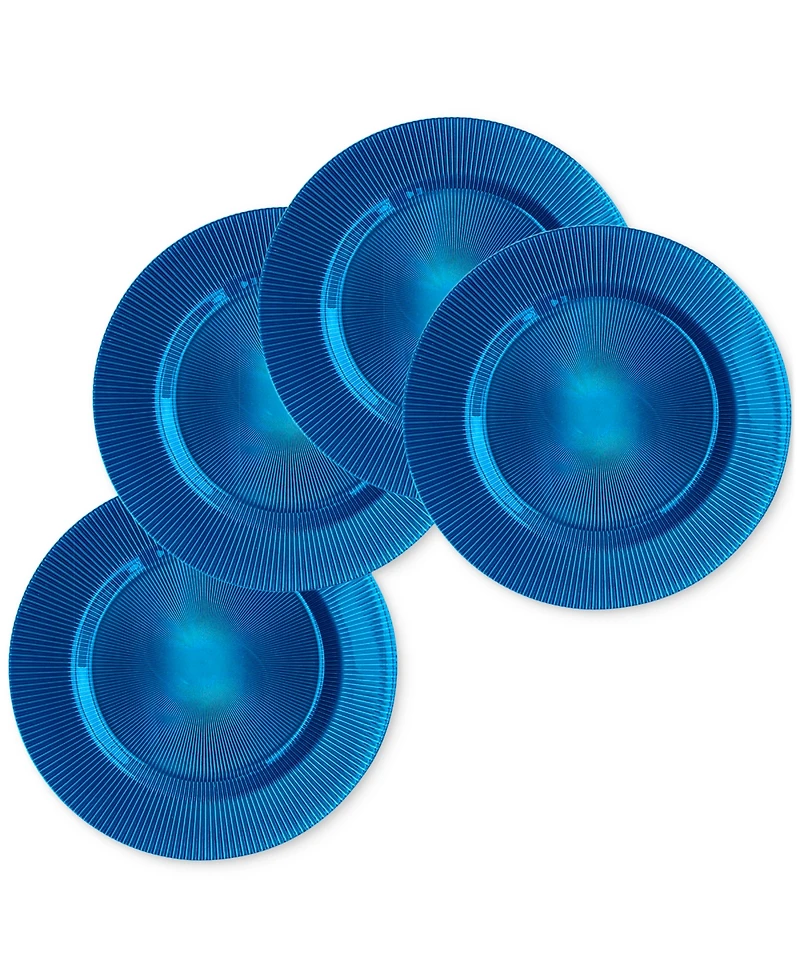 American Atelier Sunray Cobalt Glass Charger Plate 13", Set of 4