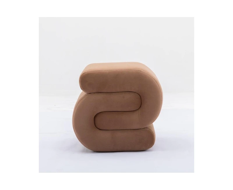 Chic S-Shape Velvet Footstool, Upholstered Makeup Stool, Modern Ottoman for Bedroom, Living Room, and Dressing Area-The Pop Home