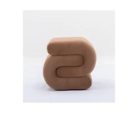 Chic S-Shape Velvet Footstool, Upholstered Makeup Stool, Modern Ottoman for Bedroom, Living Room, and Dressing Area-The Pop Home