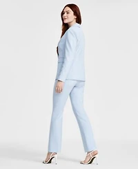 Tahari Asl Womens One Button Twill Blazer Floral Top Flare Leg Pants