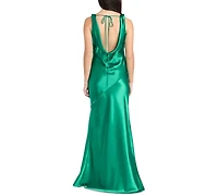 Morgan & Company Juniors' Cowl-Back Charmeuse Gown