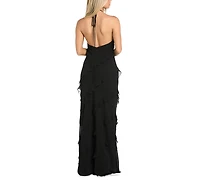 Morgan & Company Juniors' Tiered Ruffled Chiffon Gown