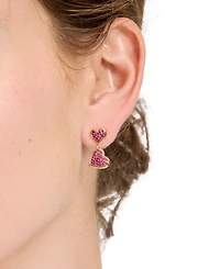 Kate Spade New York Two-Tone Cubic Zirconia Pave Double Heart Drop Earrings