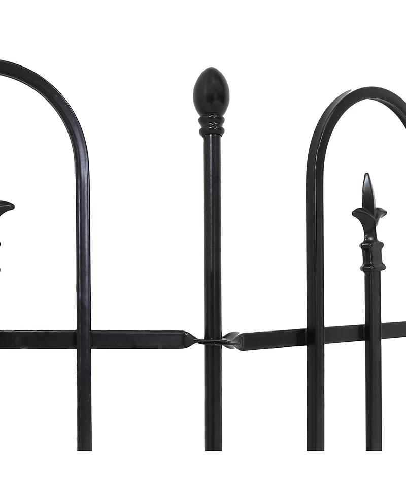 Strasbourg 6' Set of 2 Steel Decorative Garden Fence Panels - 37.5" W x 30.5" H Per Panel - Black