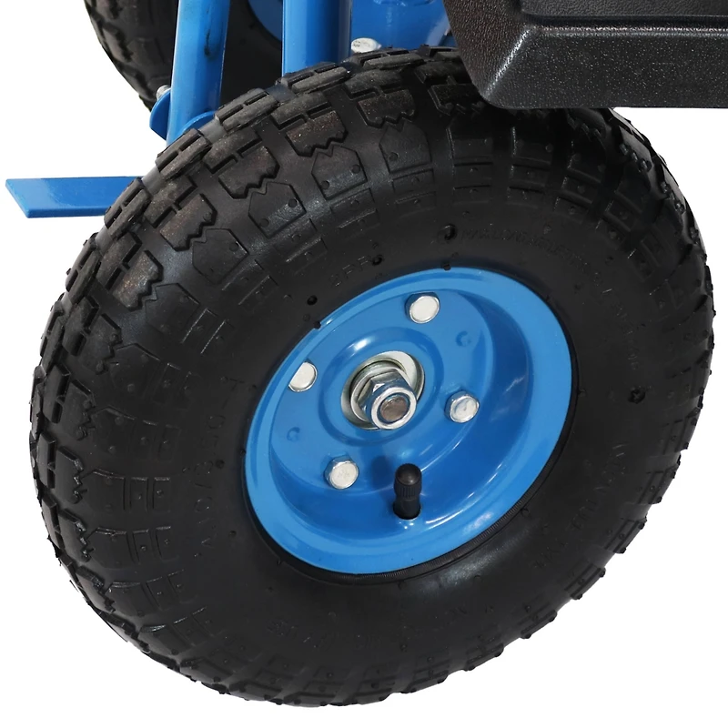 Garden Seat with Wheels - Rolling Garden Stool with Extendable Steer Handle, Swivel Seat and Utility Tool Tray