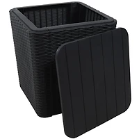 11.5-Gallon Outdoor Deck Box - Weather-Resistant Side Table with Storage for Cushions, Garden Tools, Pool Supplies - Phantom Gray - Faux Rattan